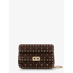 Rockstud Spike suede crossbody bag with all-over studs
