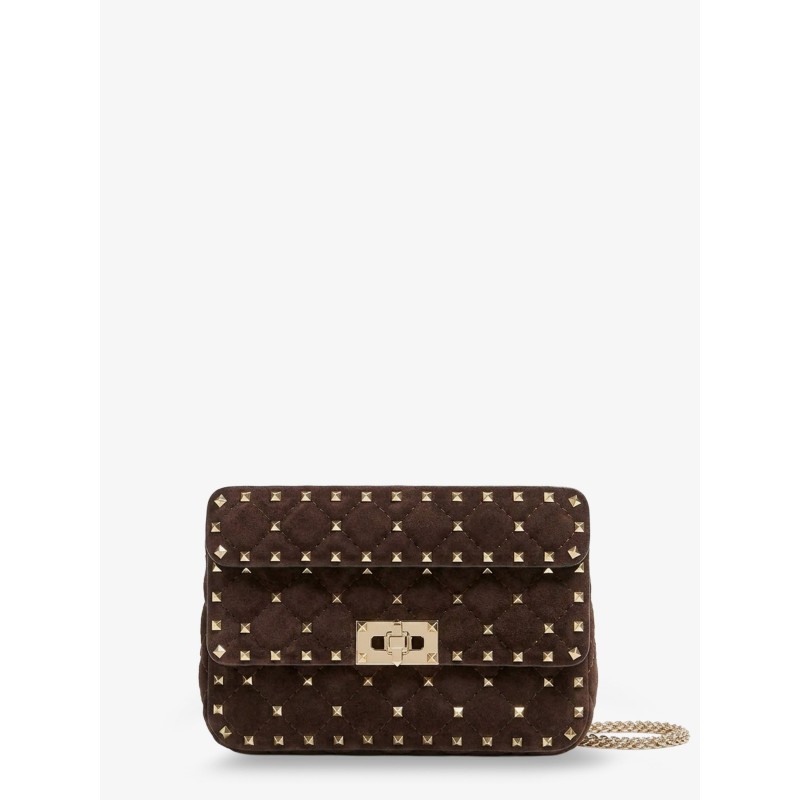 Rockstud Spike suede crossbody bag with all-over studs