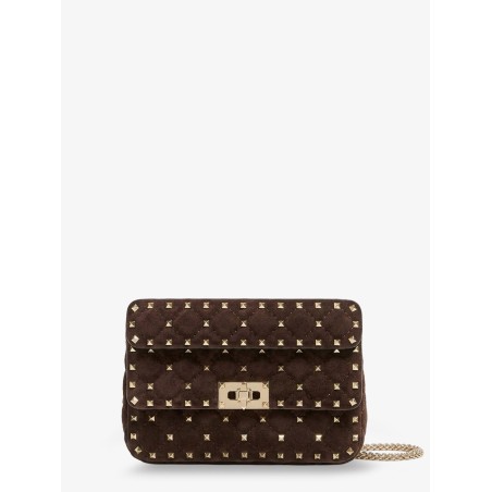 Rockstud Spike suede crossbody bag with all-over studs