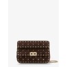 Rockstud Spike suede crossbody bag with all-over studs