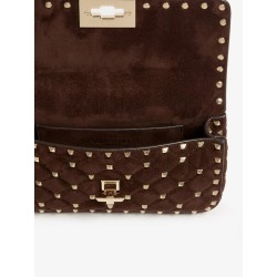 Rockstud Spike suede crossbody bag with all-over studs