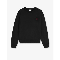 Wool sweater with logo embroidery