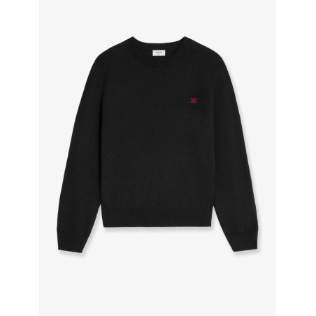Wool sweater with logo embroidery