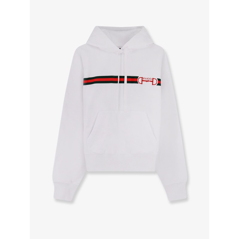 Cotton sweatshirt with embroidered Horsebit on the front