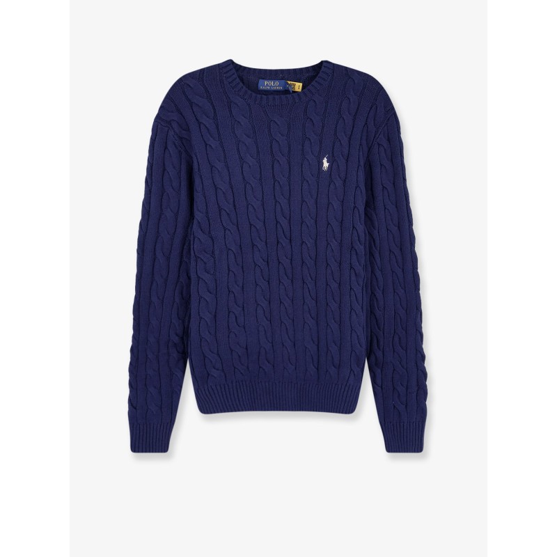 Cotton sweater with embroidered logo on the front