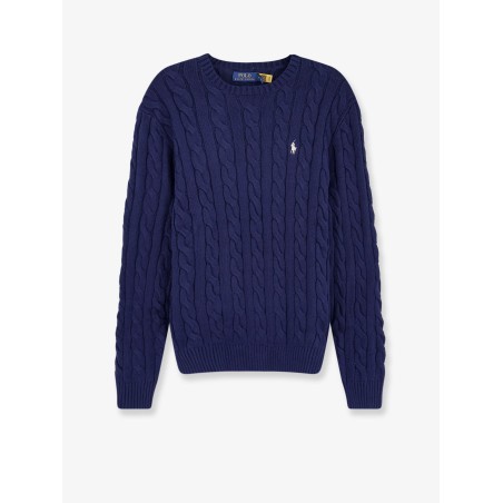 Cotton sweater with embroidered logo on the front