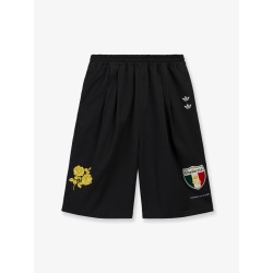 Oversized cotton Bermuda shorts with logo embroidery