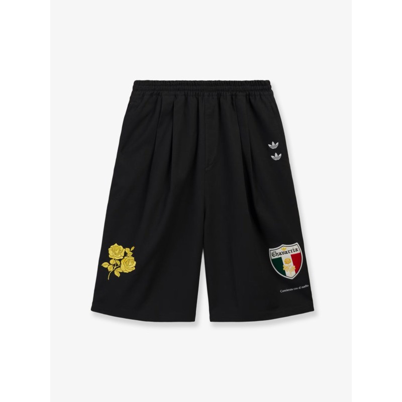 Oversized cotton Bermuda shorts with logo embroidery