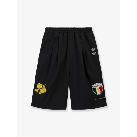 Oversized cotton Bermuda shorts with logo embroidery