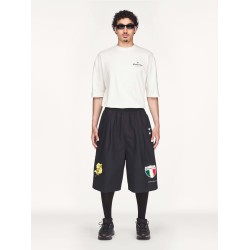 Oversized cotton Bermuda shorts with logo embroidery