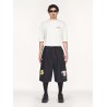Oversized cotton Bermuda shorts with logo embroidery