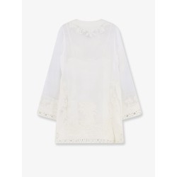 Indra ramie long dress with all-over embroidery