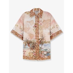 Mahon Linen Shirt with Blue Island Map Print