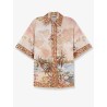 Mahon Linen Shirt with Blue Island Map Print