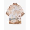 Mahon Linen Shirt with Blue Island Map Print