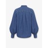 Denim shirt with cut-out embroidery