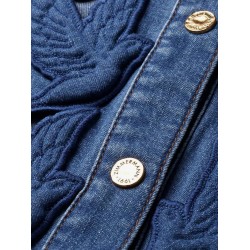 Denim shirt with cut-out embroidery