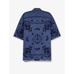 Aster denim shirt with all-over contrasting embroidery
