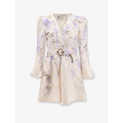 Luna Short linen dress with Songbird Print