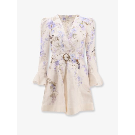 Luna Short linen dress with Songbird Print