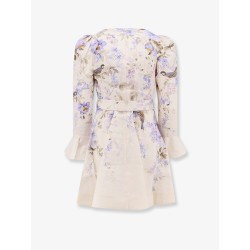 Luna Short linen dress with Songbird Print
