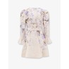 Luna Short linen dress with Songbird Print