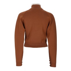 PULLOVER A COLLO ALTO IN MAGLIA DI LANA E PIZZO