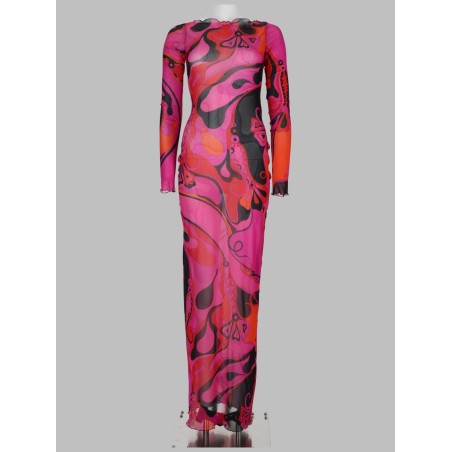 ABITO LUNGO ORCHIDEE IN TULLE