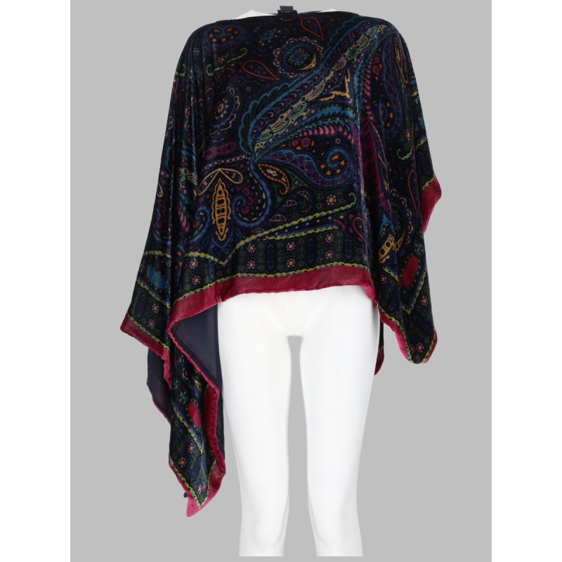 PONCHO ASIMMETRICO CON STAMPA PAISLEY