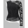 TOP MONOSPALLA CON STRASS E PIZZO
