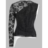TOP MONOSPALLA CON STRASS E PIZZO