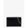 Envelope leather wallet crossbody bag with chain shoulder strap