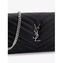Envelope leather wallet crossbody bag with chain shoulder strap