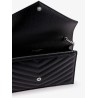 Envelope leather wallet crossbody bag with chain shoulder strap