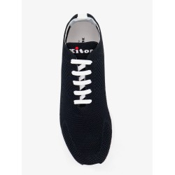 Knitted fabric sneakers with embroidered logo