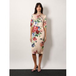 Satin dress with iconic floral print