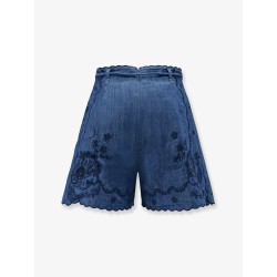 Aster embroidered denim shorts