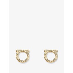 Gancini Crystals Brass Earrings