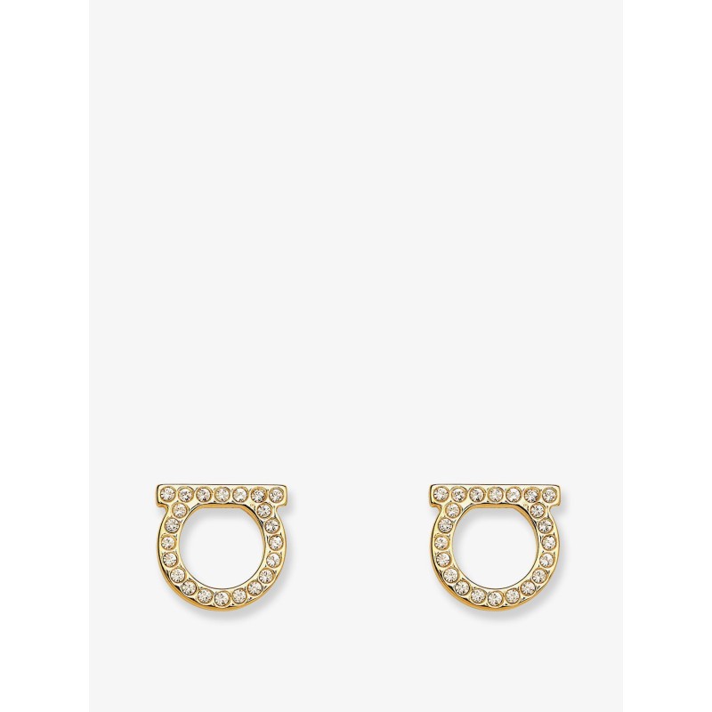 Gancini Crystals Brass Earrings
