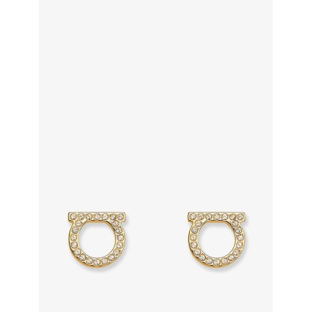 Gancini Crystals Brass Earrings