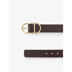 Leather belt with CD buckle