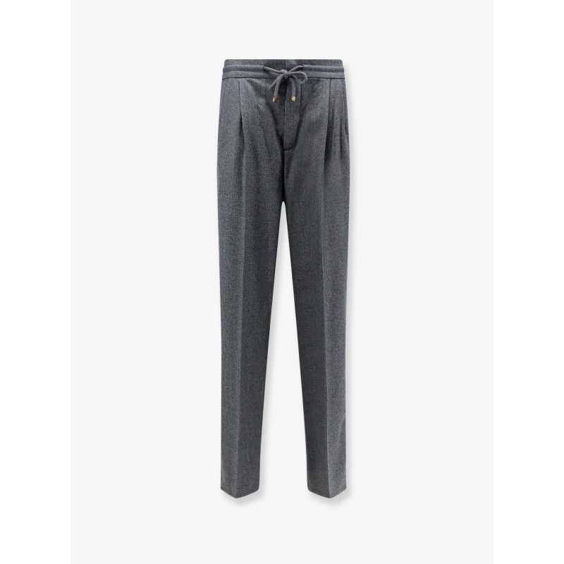 Virgin wool trousers with adjustable drawstring