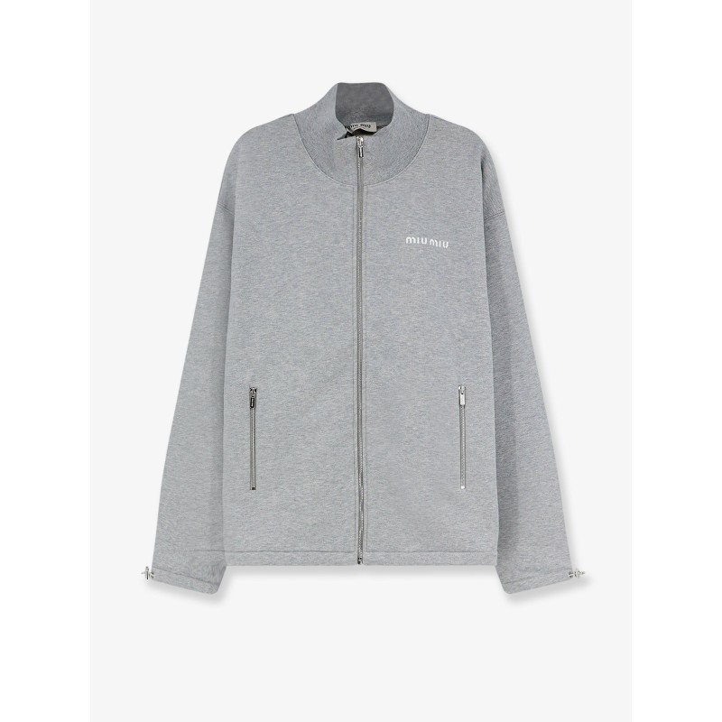 Oversize cotton sweatshirt with zip closure