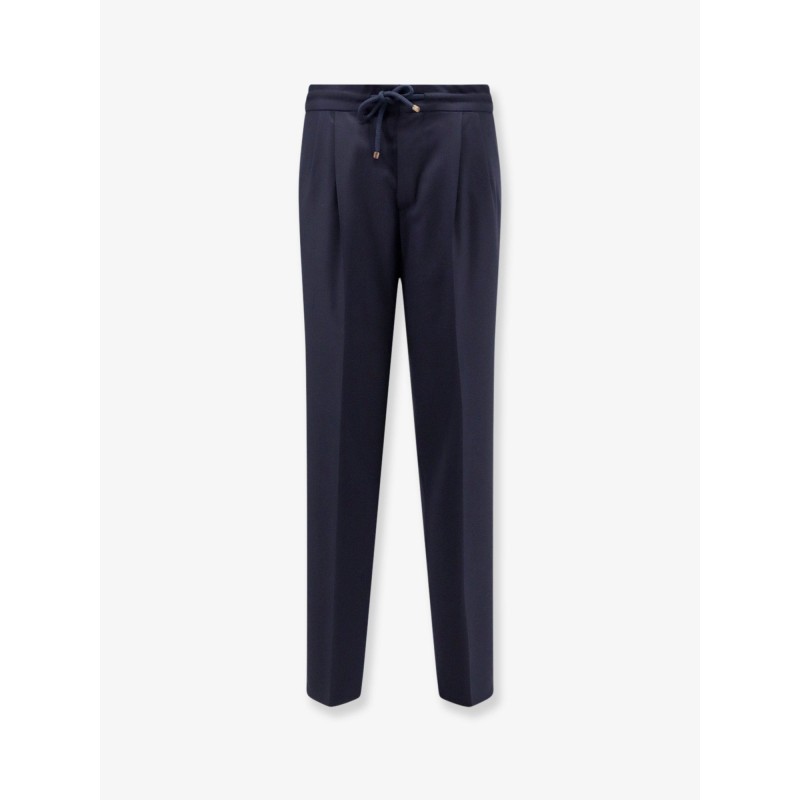 Virgin wool trousers with adjustable drawstring