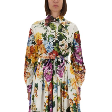 FLOWER BOUQUET PRINT POPLIN SHIRT