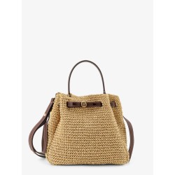 Romy raffia and leather bucket bag
