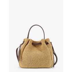 Romy raffia and leather bucket bag