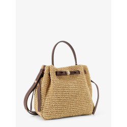 Romy raffia and leather bucket bag
