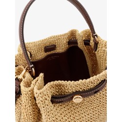 Romy raffia and leather bucket bag