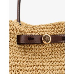 Romy raffia and leather bucket bag